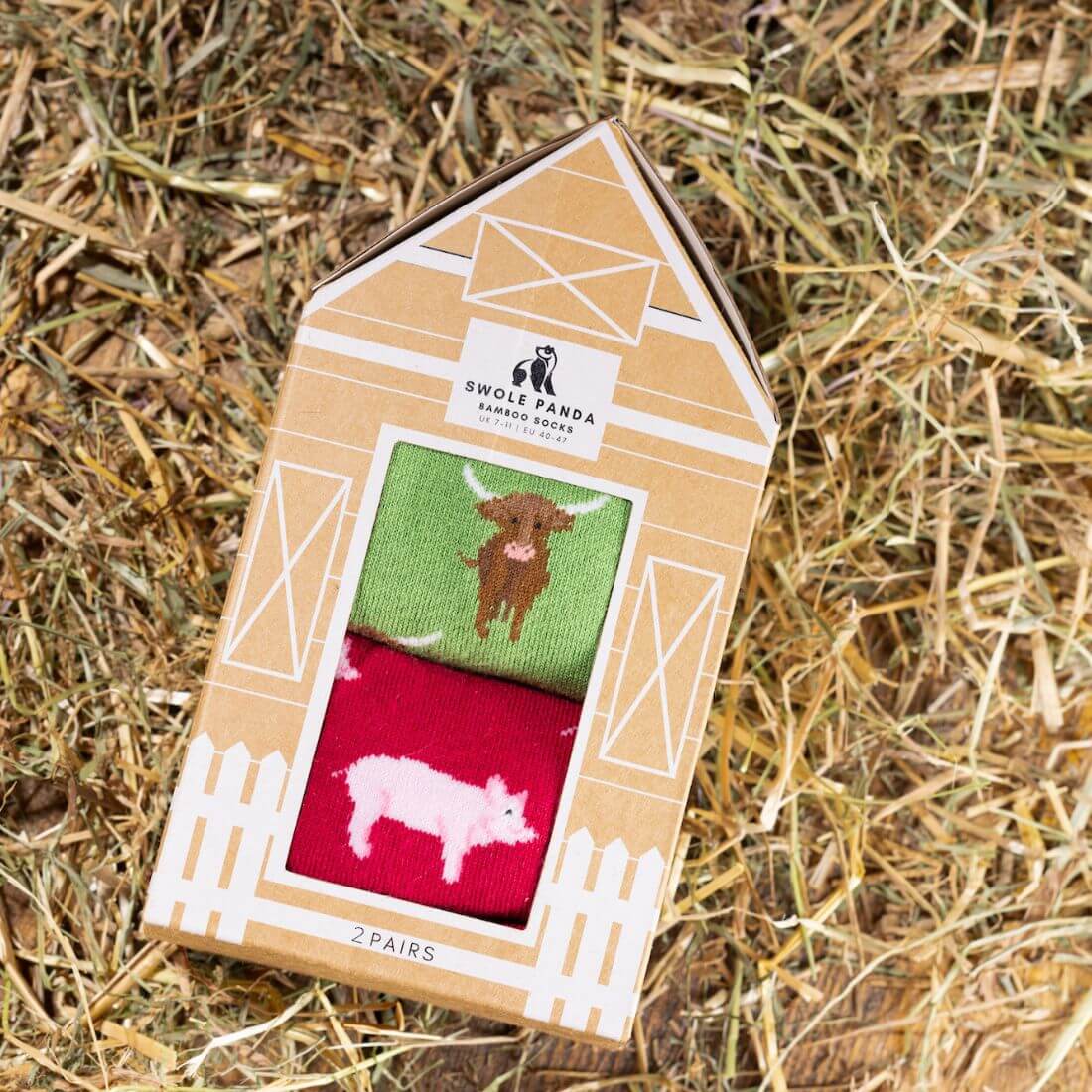 Swole Panda Barn Bamboo Sock Gift Box — 2 Pairs