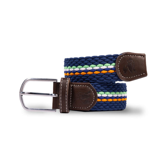 Swole Panda Woven Belt in Orange Green Fine Stripe
