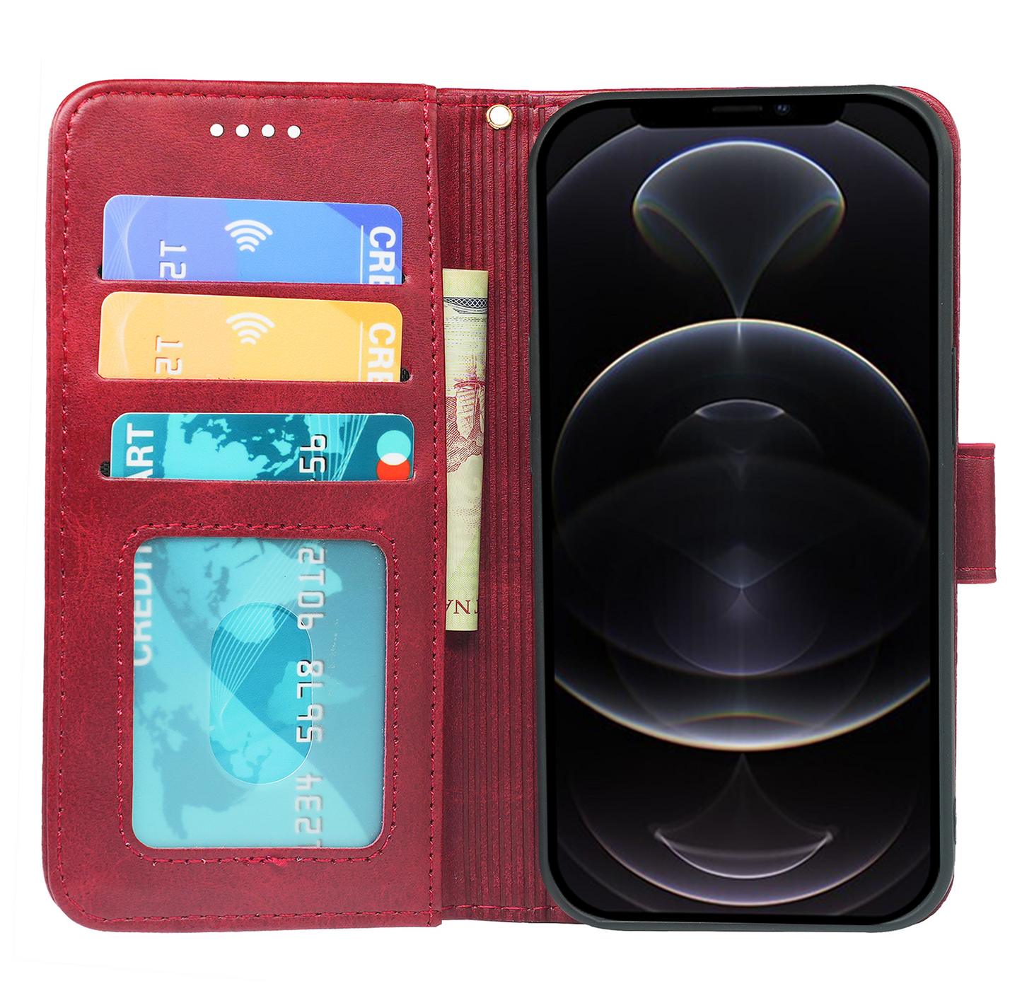 iPhone 14 Series Book Flip Case Leather Wallet