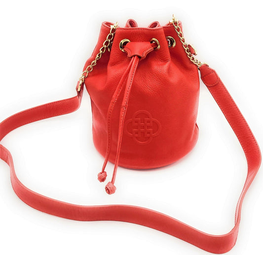 Pixie Leather Drawstring Crossbody Bag
