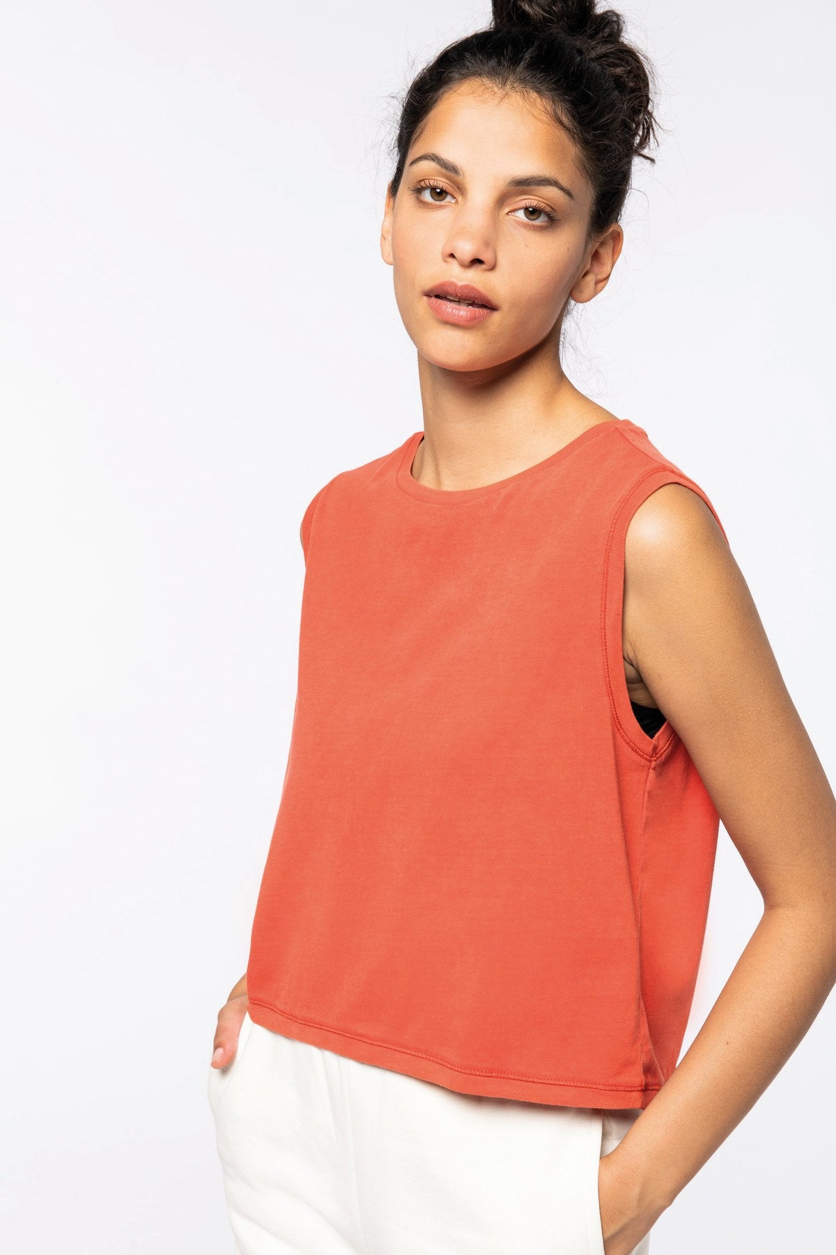 Earth Wardrobe Organic Cotton Faded Cropped Tank Top: Womens