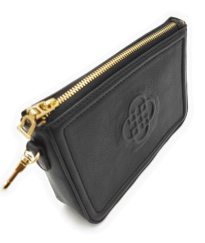 Frankie Leather Zip Top Make-up Pouch - Black
