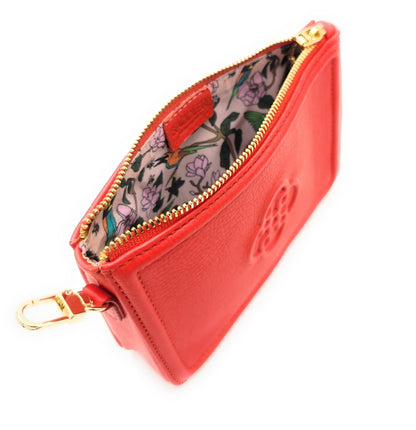 Frankie Leather Zip Top Make-up Pouch - Red