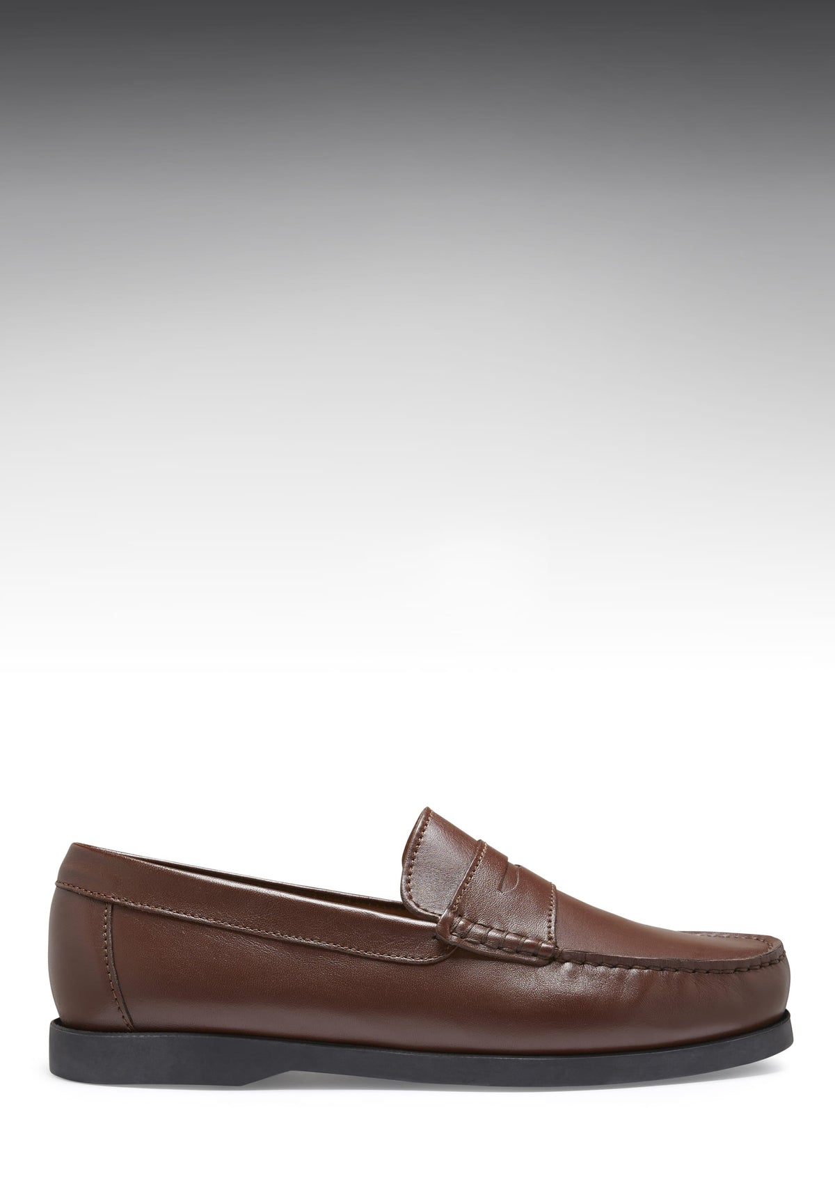 Hugs & Co. Brown Italian Leather Boat Loafers with Rubber Sole for Men
