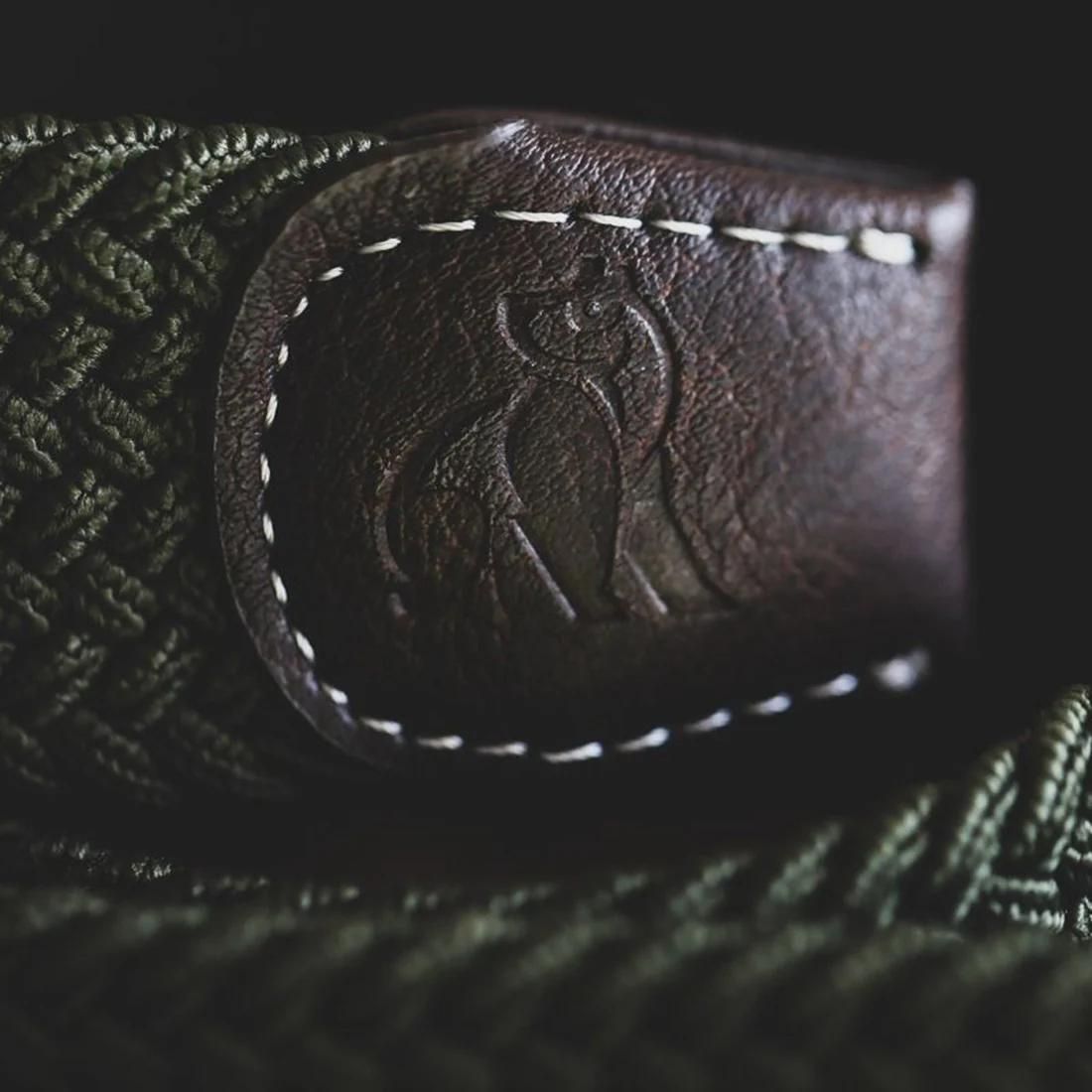 Swole Panda Woven Belt in White Fine Stripe