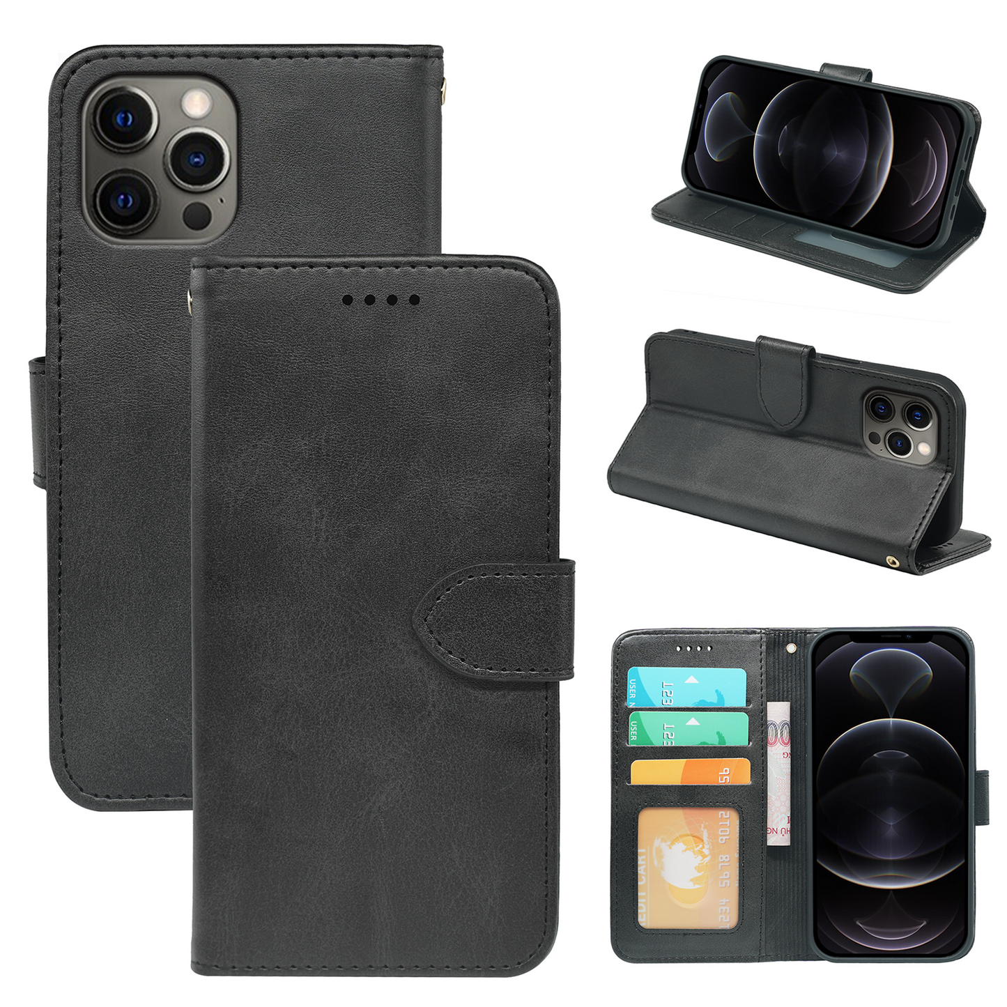 iPhone 14 Series Book Flip Case Leather Wallet