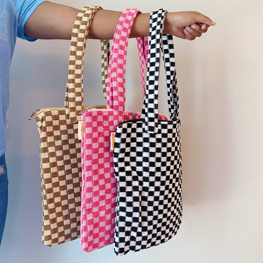 Bolso tote con cremallera "Check Yourself"