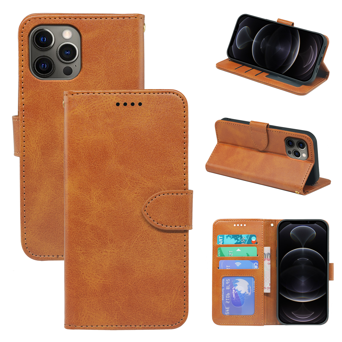 iPhone 14 Series Book Flip Case Leather Wallet