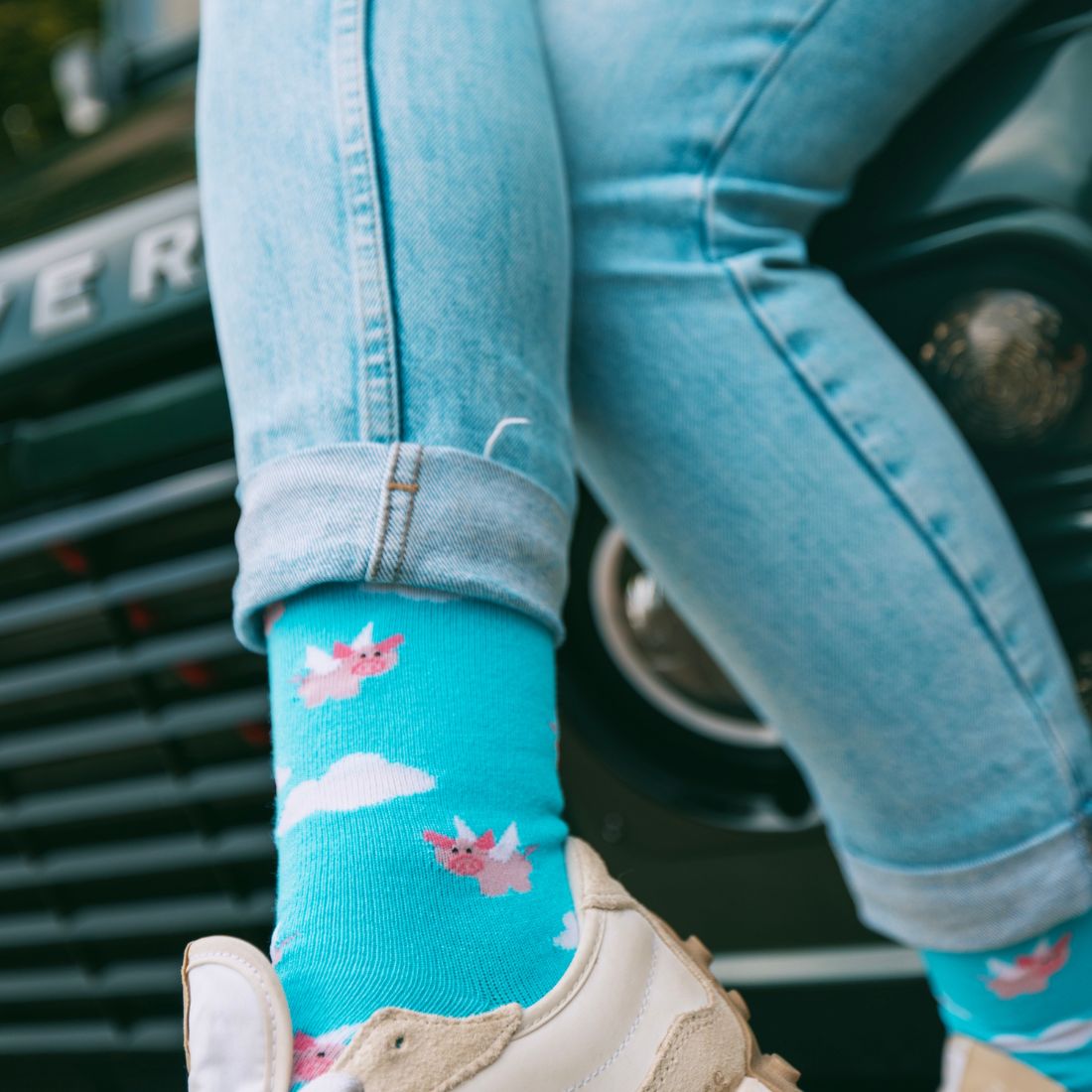 Swole Panda Flying Pig Bamboo Socks for Adults
