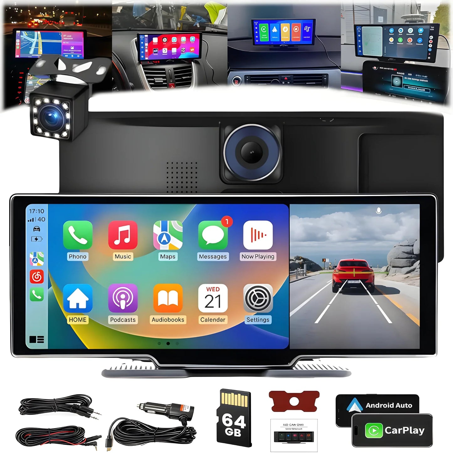 SmartDash™ Pro CarPlay Tablet 2025 - 10.26" Wireless Display with GPS & Dash Cam
