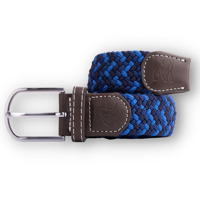 Swole Panda Woven Belt in Navy Blue Zigzag