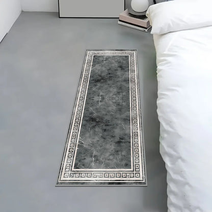 Black and Gray Marble Runner Rug - Long Carpet Floor Mat - Bascora