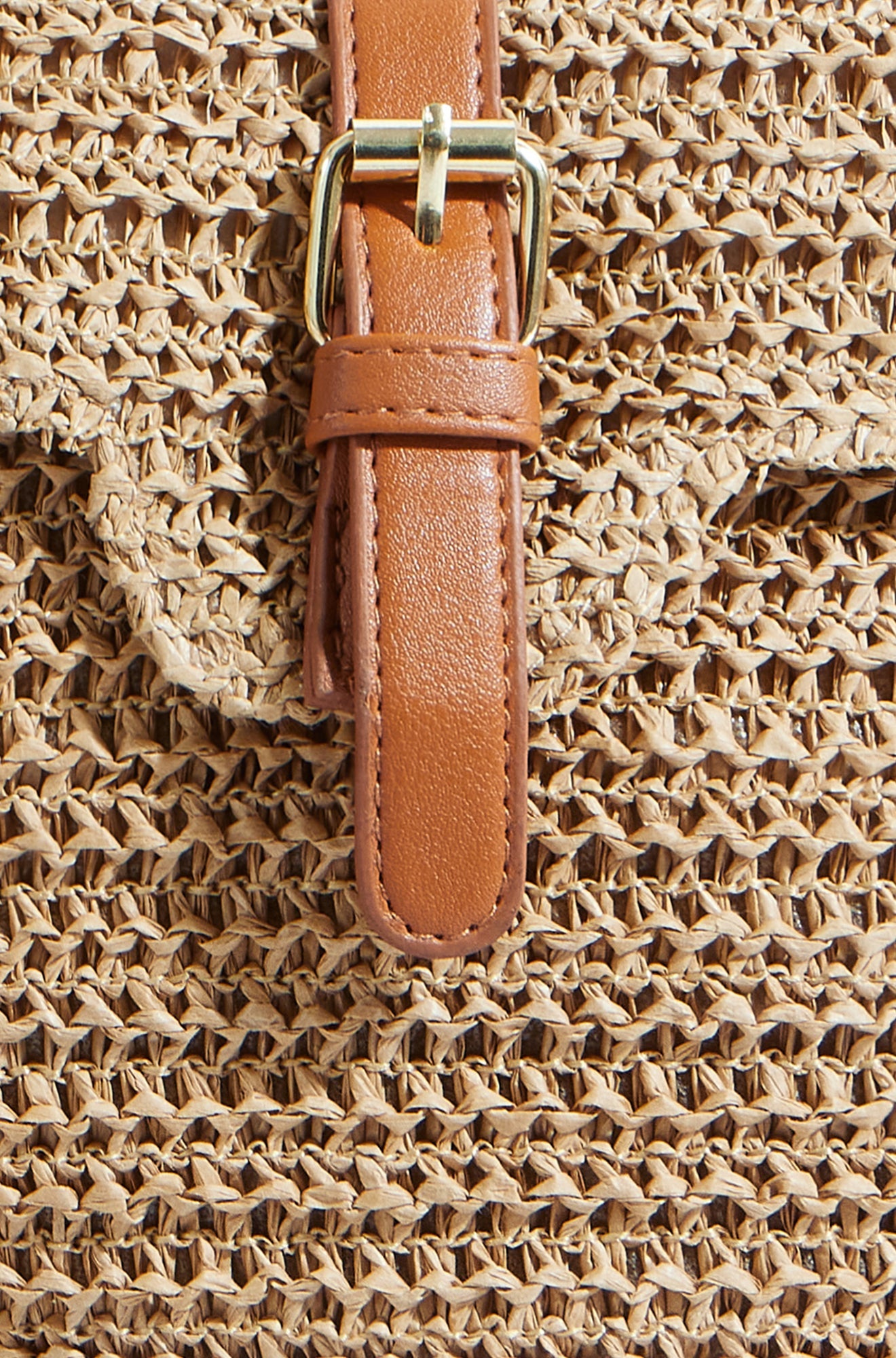 Woven Raffia Crossbody Bag with Faux Leather Trim