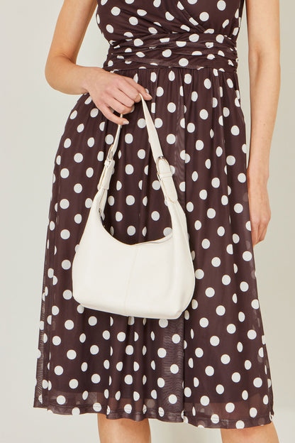 Ivory Shoulder Scoop Bag With Buckle