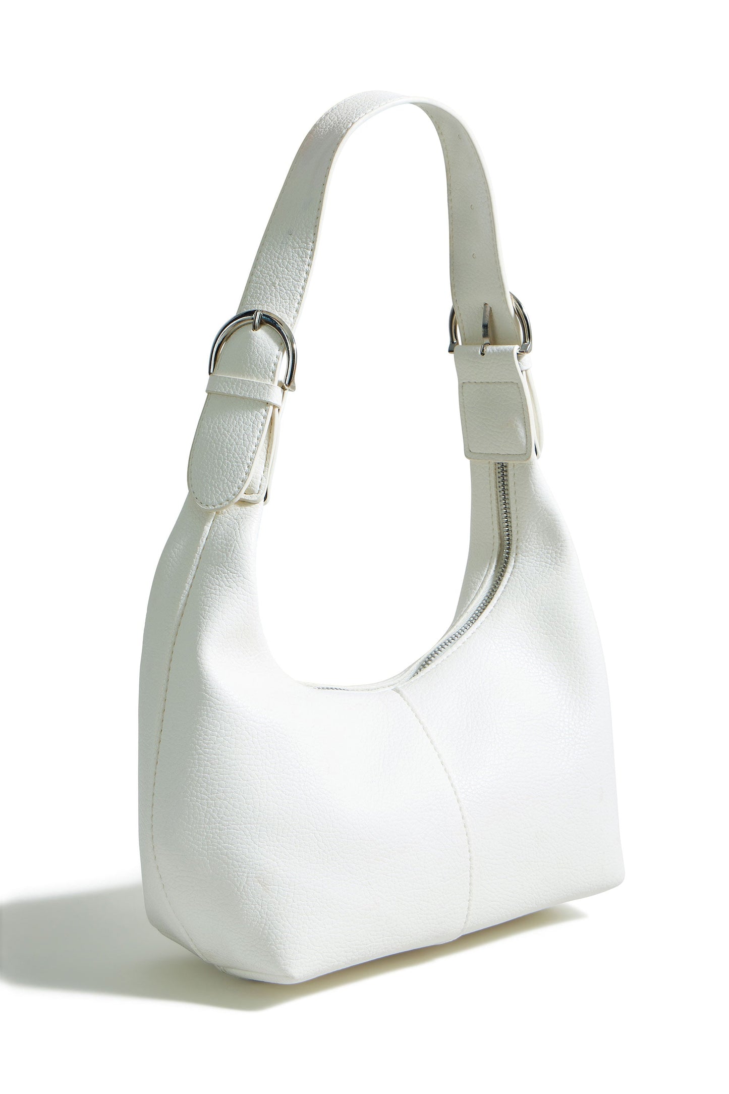 Ivory Shoulder Scoop Bag With Buckle