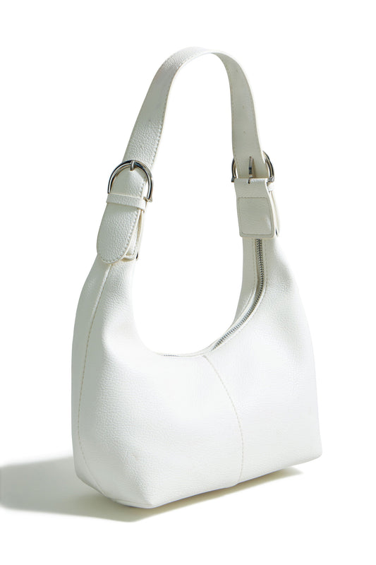 Ivory Shoulder Scoop Bag With Buckle