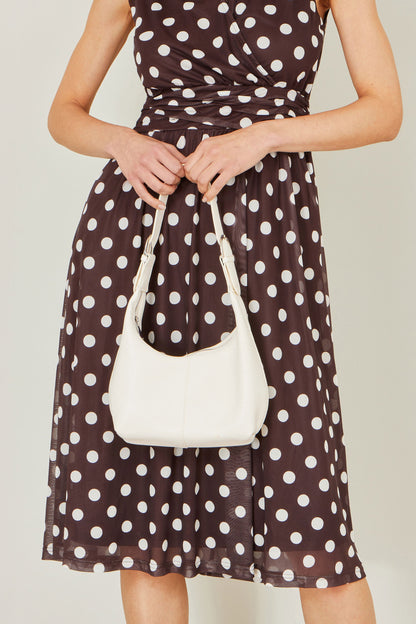 Ivory Shoulder Scoop Bag With Buckle