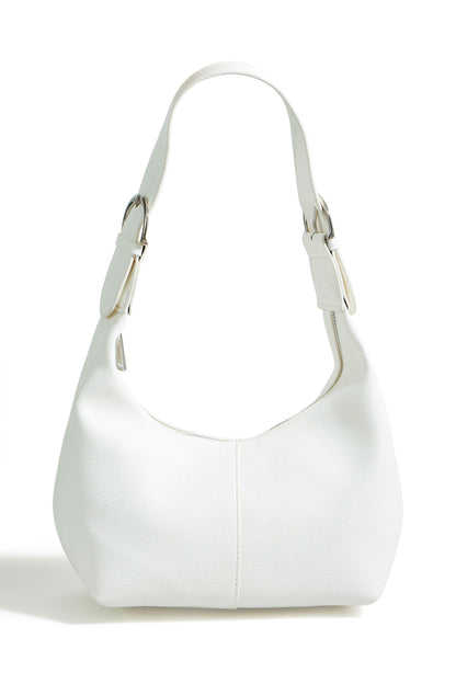 Ivory Shoulder Scoop Bag With Buckle