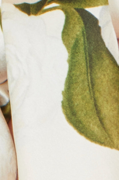 Ivory Botanical Rose Print Scarf - 100% Silk