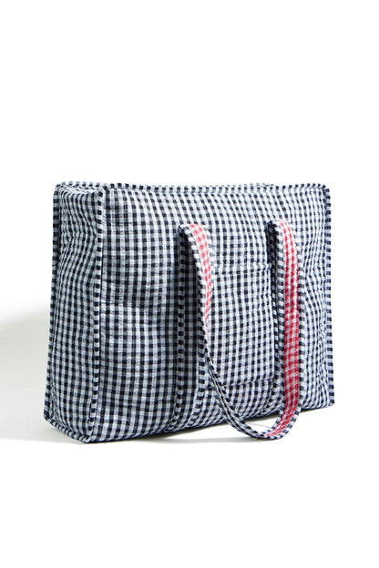 Black Gingham Quilted Shopper Bag