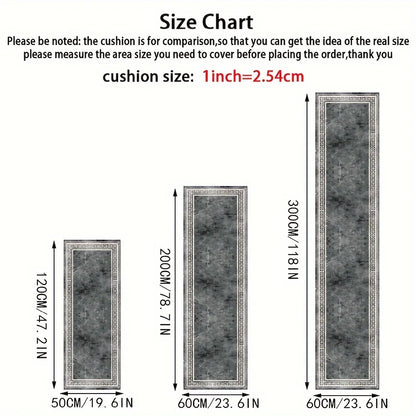 Black and Gray Marble Runner Rug - Long Carpet Floor Mat - Bascora