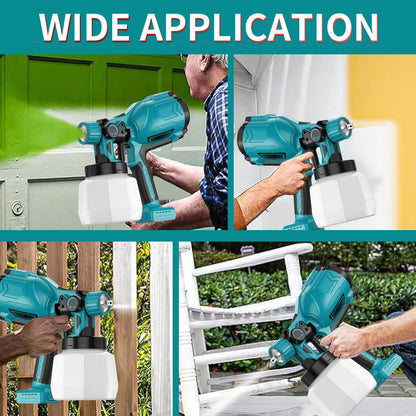 Cordless Electric Paint Spray Gun - 18V Makita Compatible with 2 Batteries