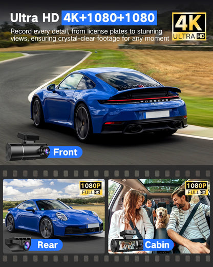 4K Dual Lens Dash Cam - Ultra HD Car DVR - Bascora