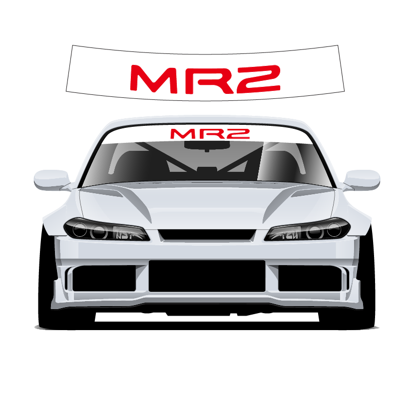 White car with 'MR2' decal on a white background