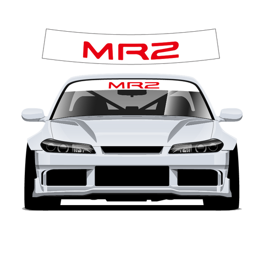 White car with 'MR2' decal on a white background