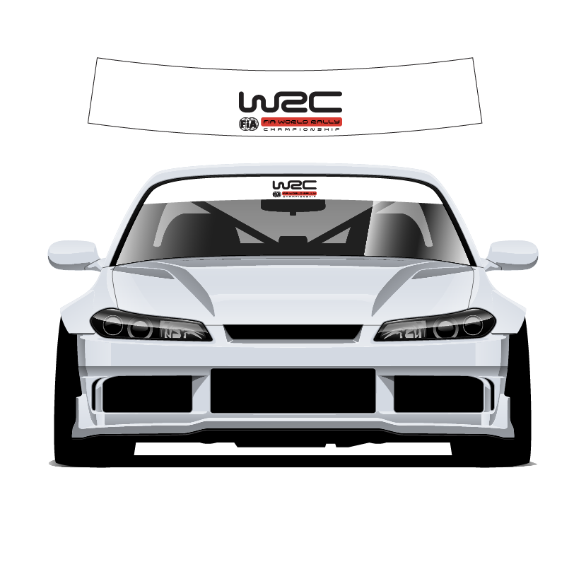 White car with WRC logo on a white background