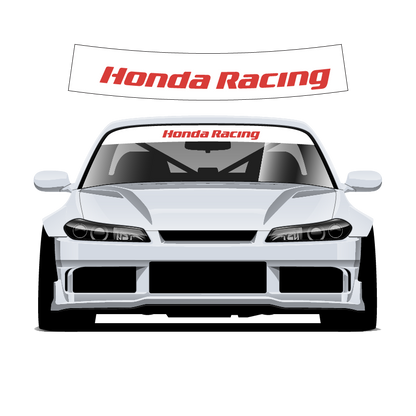 White car with Honda Racing decals on a white background
