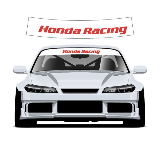 White car with Honda Racing decals on a white background