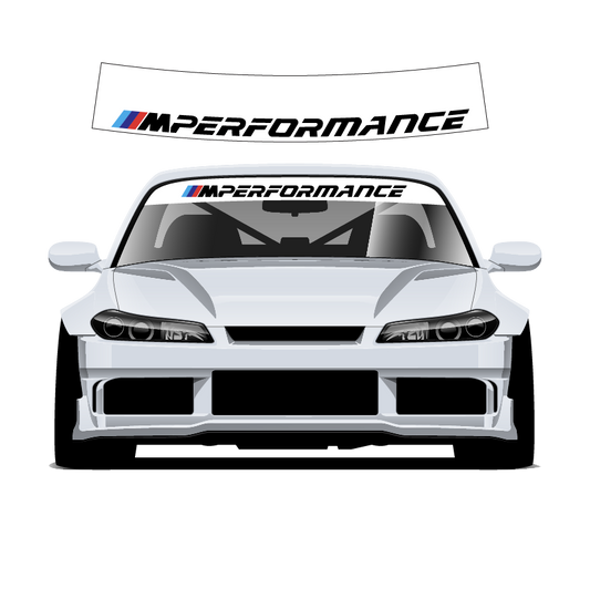 Car with M Performance decals on a white background