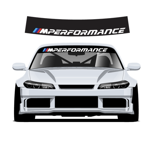 Car with M Performance decals on a white background