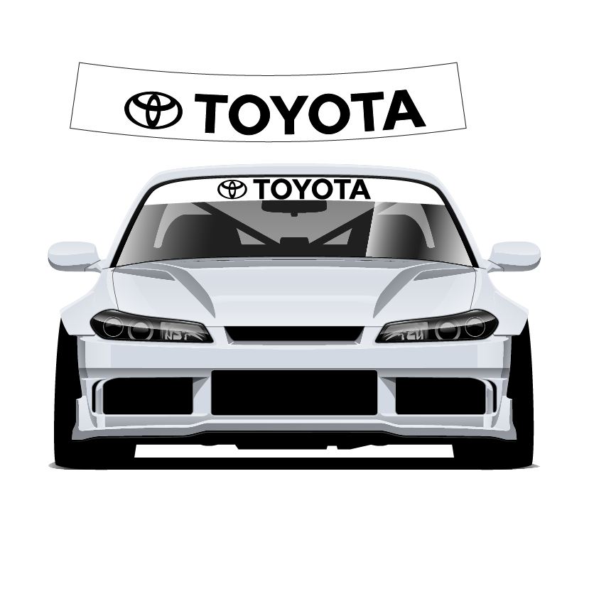 White car with Toyota logo on a white background