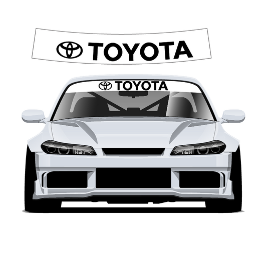 White car with Toyota logo on a white background