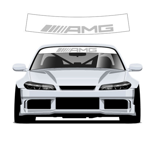 White car with AMG logo on a white background