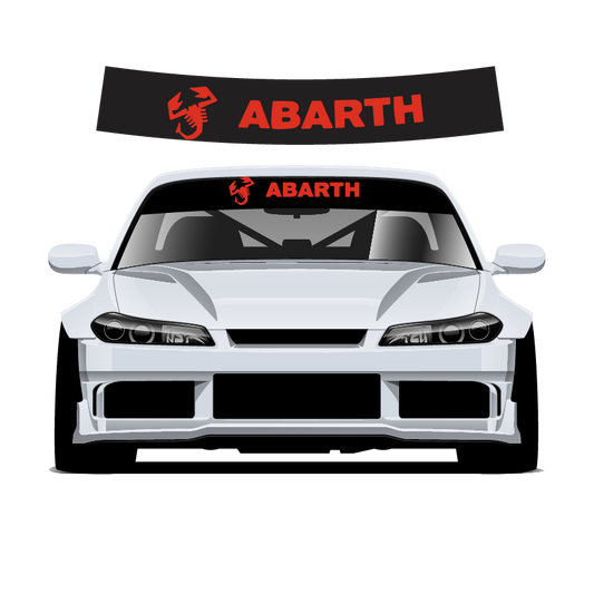 White car with Abarth logo on windshield and hood