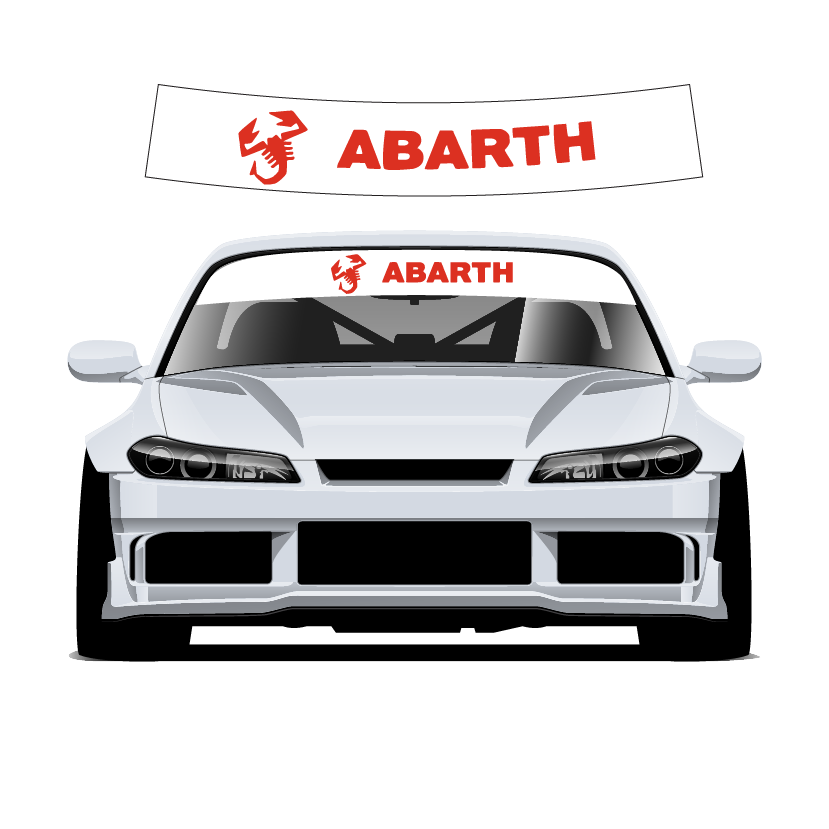 White car with Abarth logo on a white background