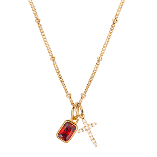 Savaé Design Birthstone Cross Pendant Necklace