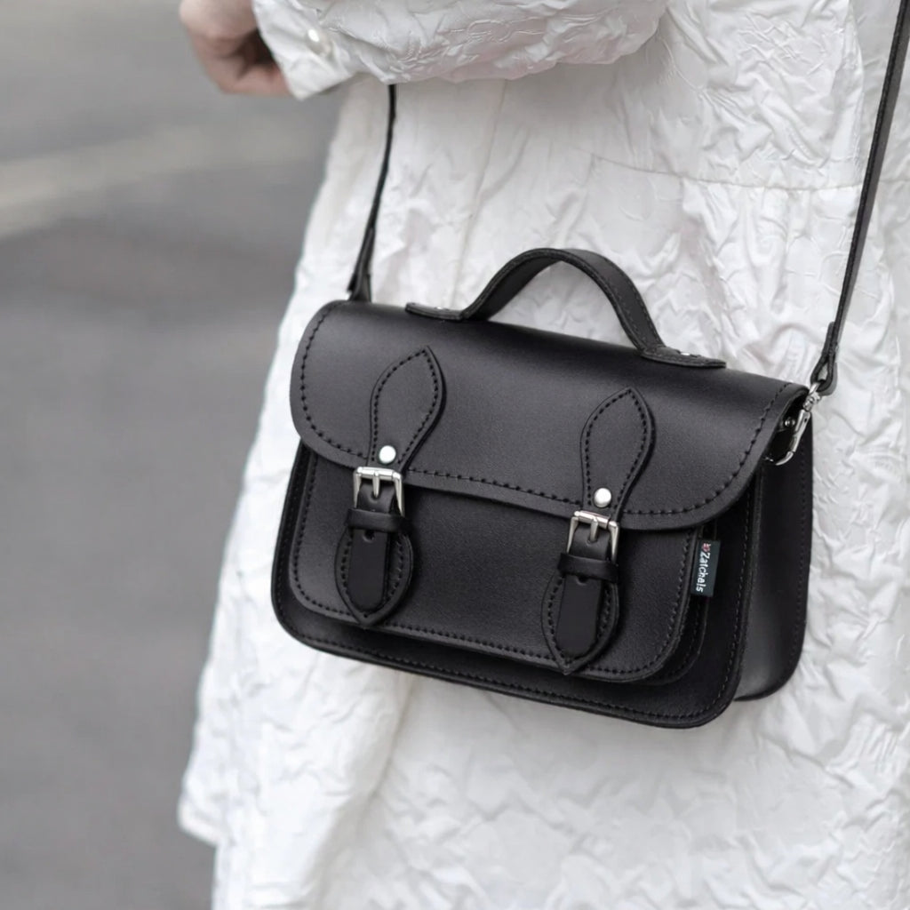 Handmade Leather Micro Satchel – Black