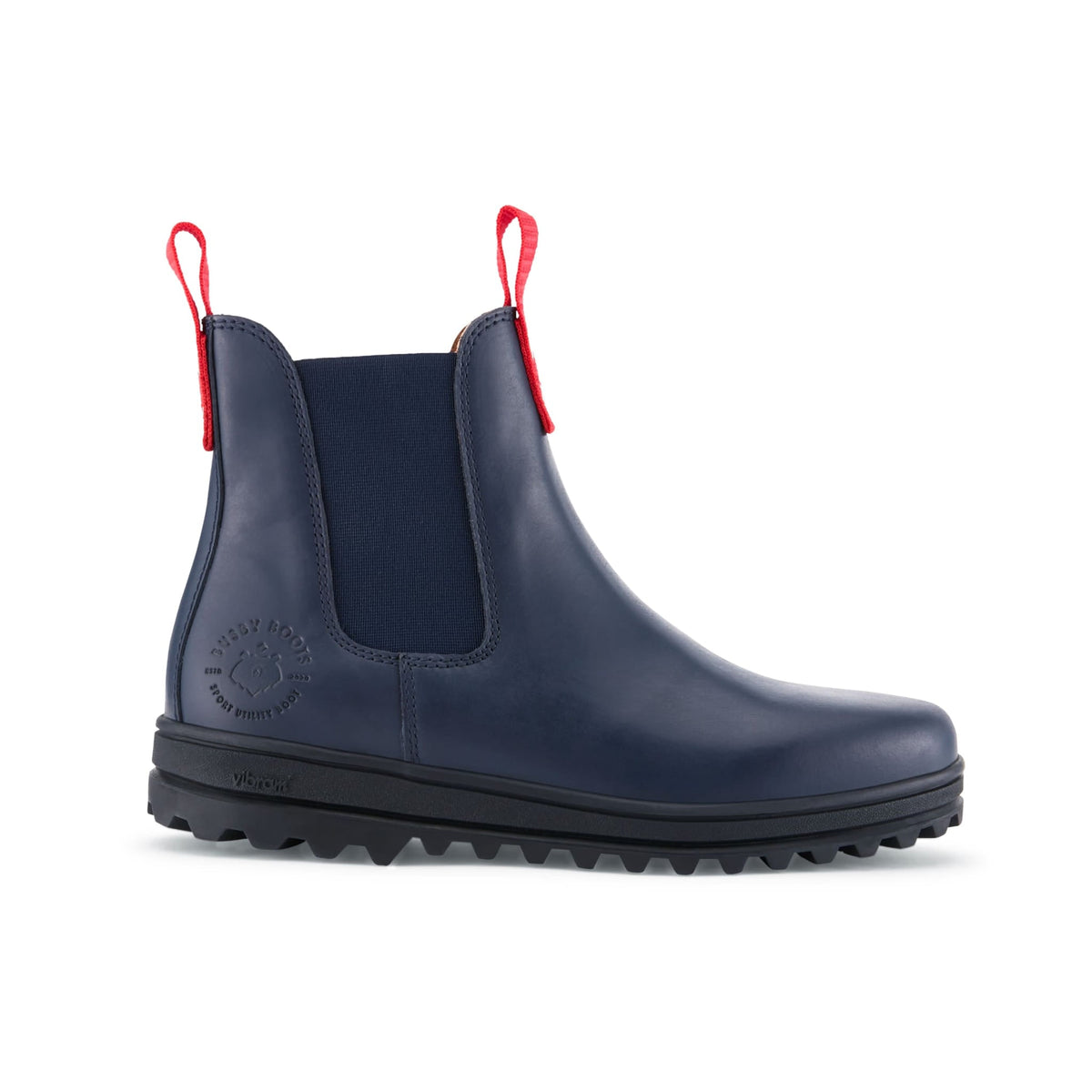 Busby Women's Navy Blue Leather Winter Chelsea Boots