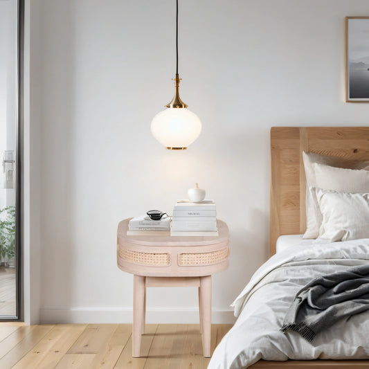 Chester Cane and Wood Bedside Table