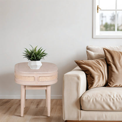Chester Cane and Wood Bedside Table