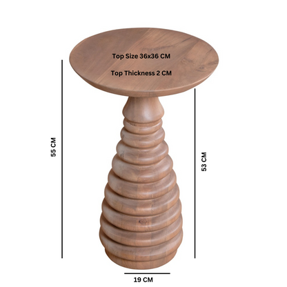 Chester Cane and Wood Pedestal Side Table