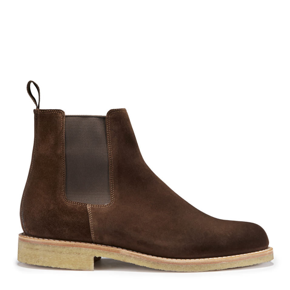 Hugs & Co. Brown Suede Chelsea Boots with Goodyear Welted Italian Crepe Rubber Sole