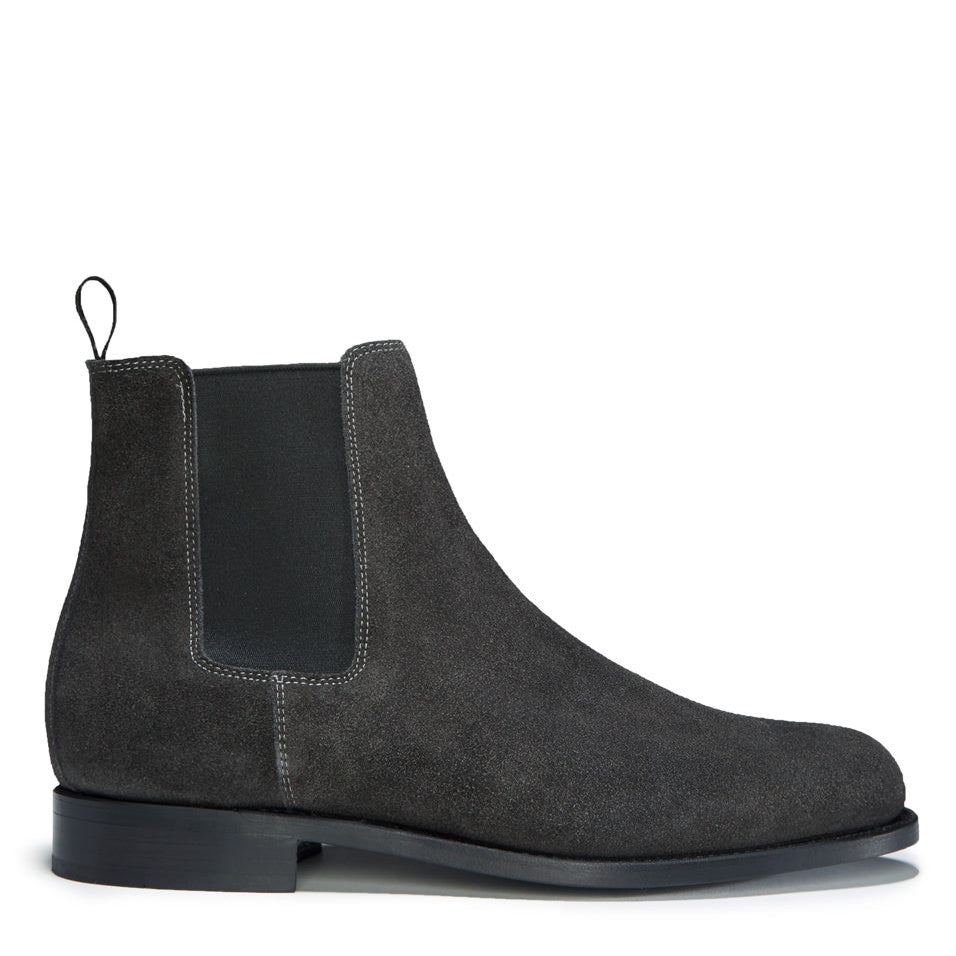 Hugs & Co. Slate Grey Suede Chelsea Boots with Goodyear Welted Leather Sole for Men