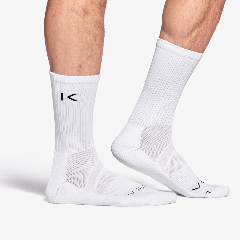 White socks with a logo on a white background