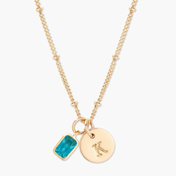Savaé Design Birthstone Initial Pendant Necklace