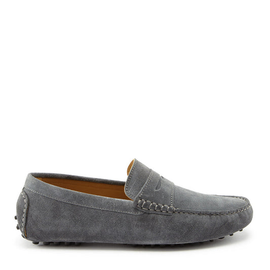 Hugs & Co. Men's Slate Grey Suede Penny Driving Loafers